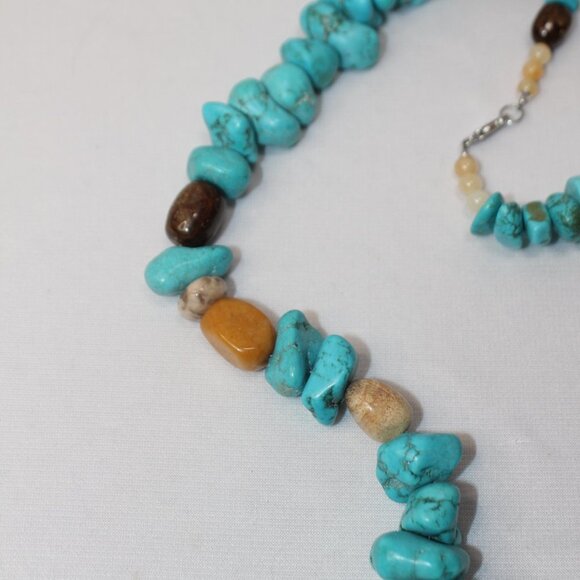 Large Turquoise Chunck and Gemstone Necklace - Picture 12 of 14